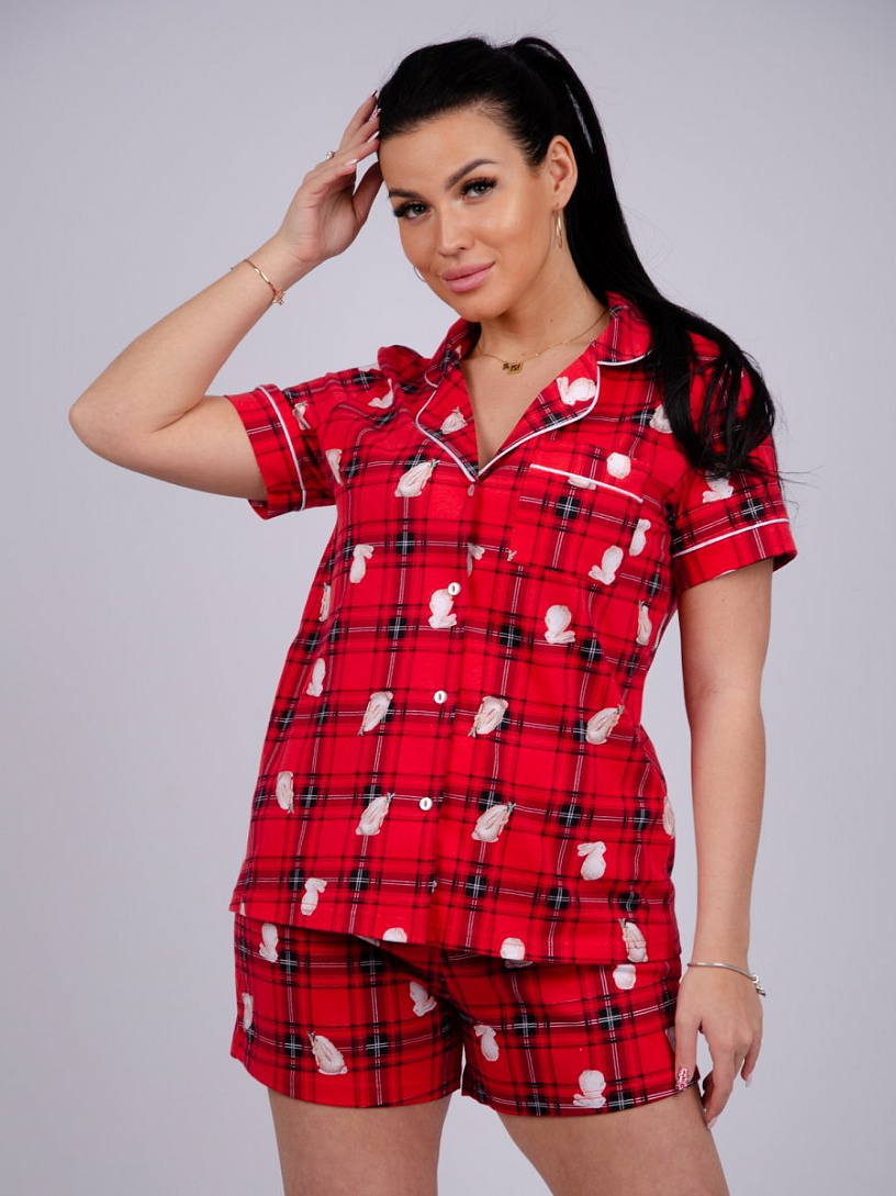 Пижама, домашний костюм ДК-449-красные зайцы